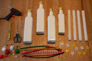 Material für DIY Adventskranz aus Flaschen